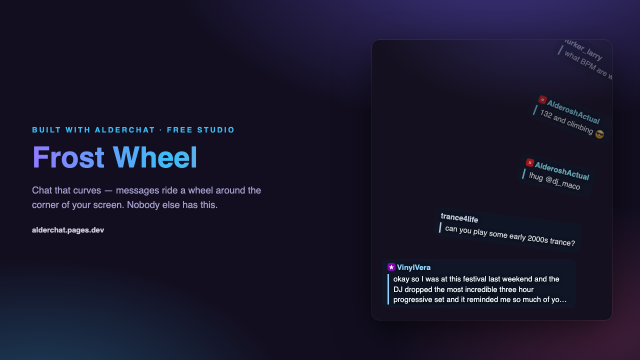 Frost Wheel - chat messages curving around a wheel
